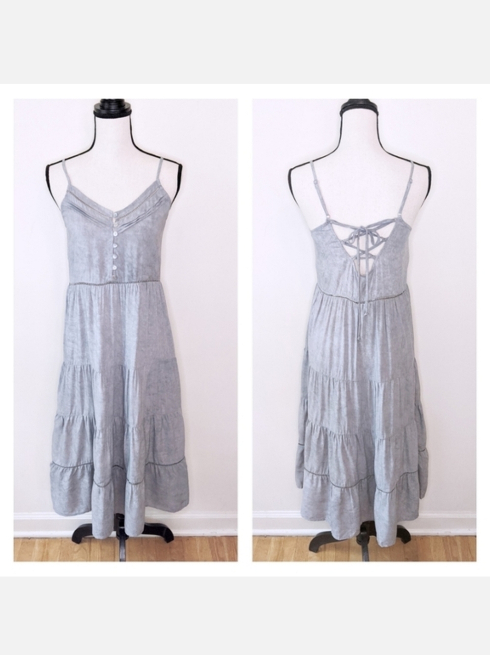 💜 NWT Oddi Lace-Up Midi Sundress